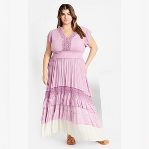 NEW City Chic Lilac and Cream Maxi Dress XL